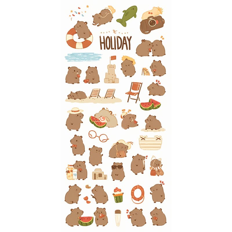 PET Waterproof Trace-free Scrapbooking Stickers Small Patterns Cartoon Cream Rabbit Little Girl Paste Waterproof Stain-resistant