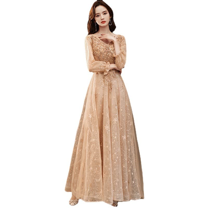 2026 New Women's Banquet Evening Gown Long Dress Elegant Fairy Performance Hostess Dress