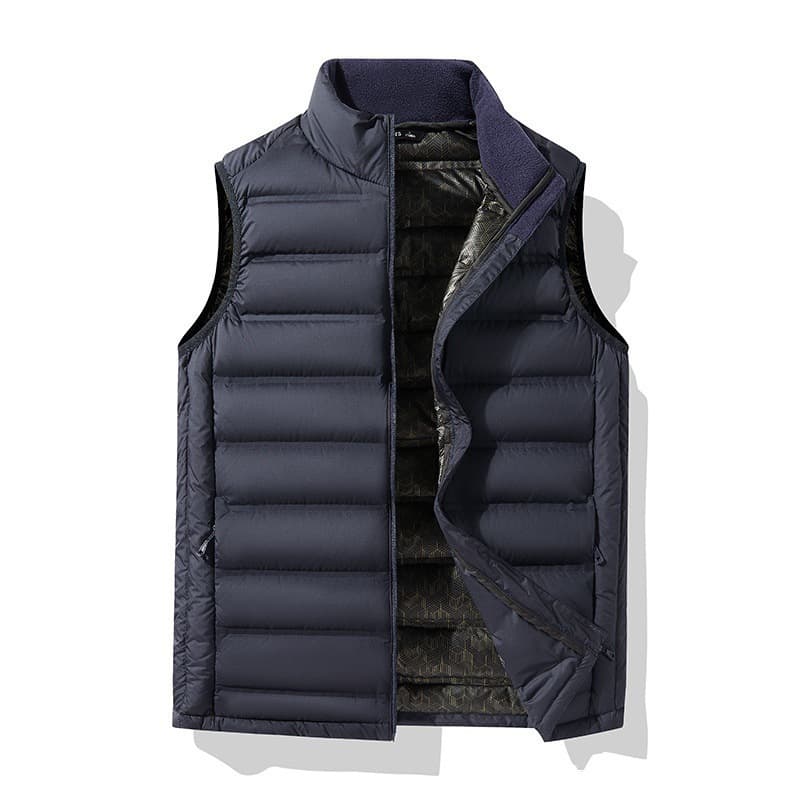 Plus Size Men's Down Vest Autumn Winter New Stand Collar Warm Thick Graphene Vest Short Outerwear