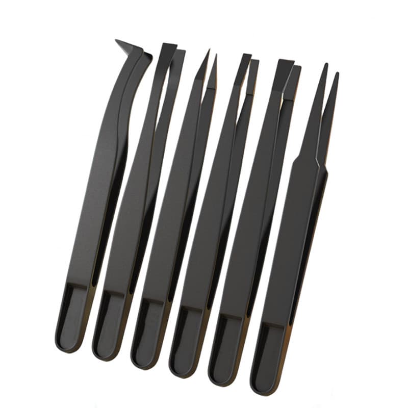 Anti-static Plastic Tweezers, Hard Carbon Fiber Synthetic Tweezers, Repair Tool, Electronic Factory Laboratory Plastic Clamp