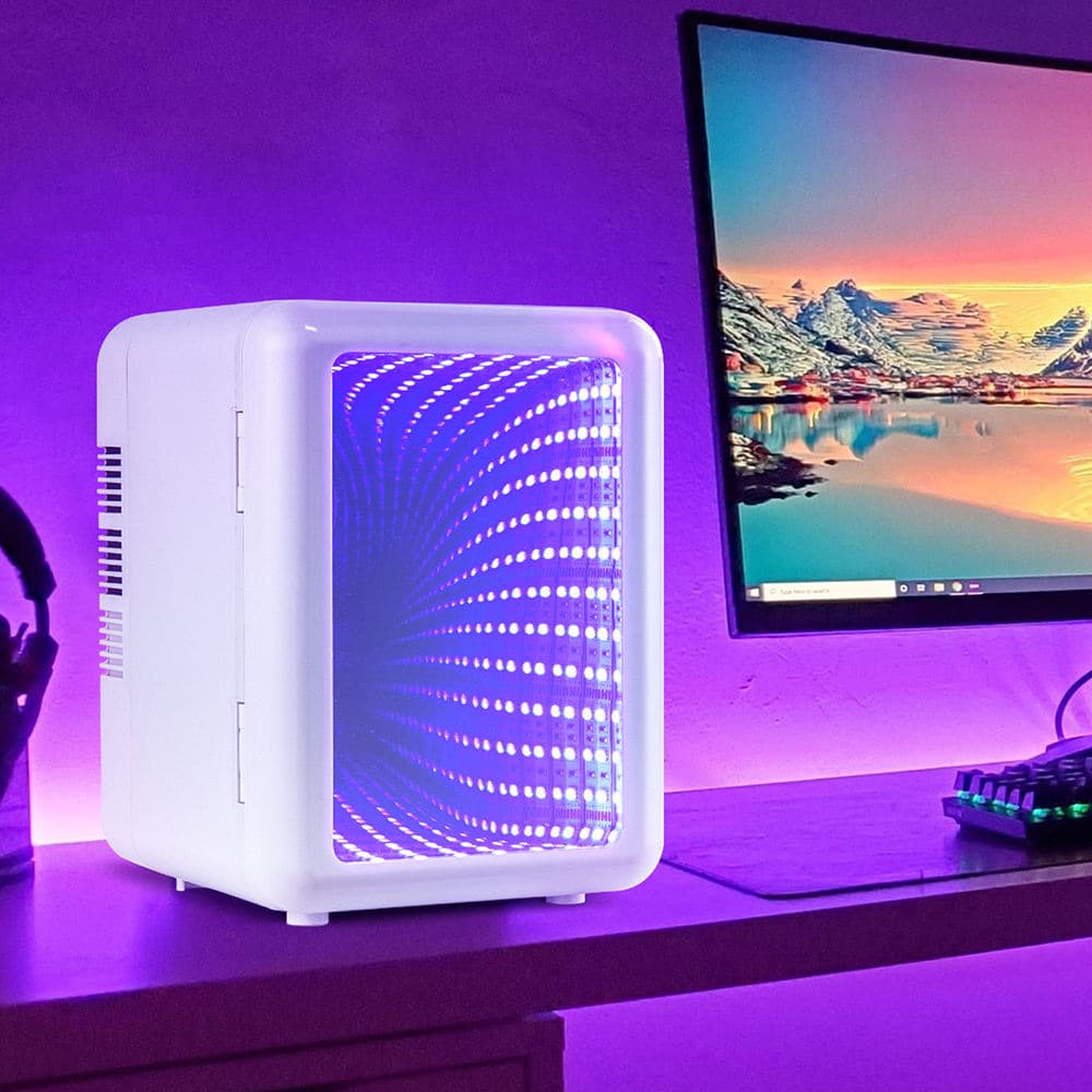 4L Layered Mirror Makeup Fridge, RGB Gaming Mini Fridge, Car and Home Use, European and American Best-Selling Cooler