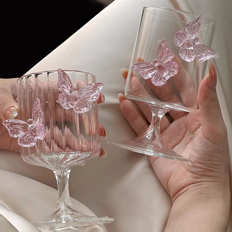 Butterfly Goblet Glass Red Wine Glass Ins Style High Borosilicate Glass High Color Value Juice Goblet