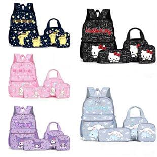 High Appearance 4-Piece Set Kindergarten Kt Cat Backpack Cartoon Backpack Girls Student Backpack
