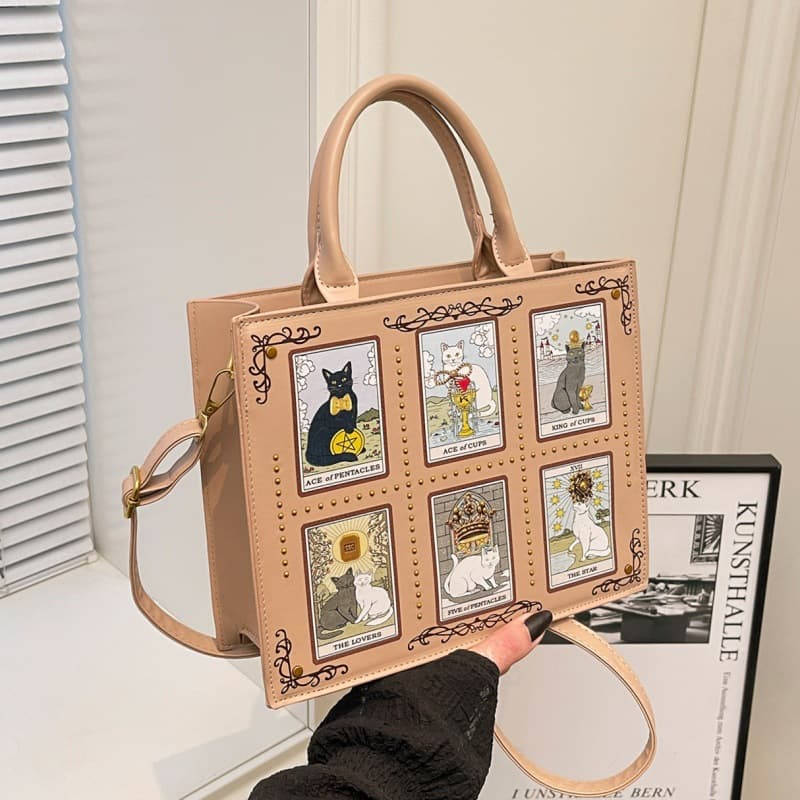 Cross-Border Textured Tote Bag 2026 Early Spring New Handbag Cute Cat Shoulder Bag Retro Women's Crossbody Bag
