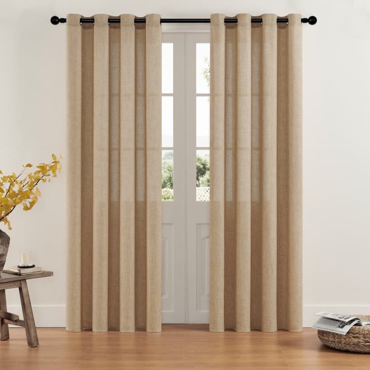 Curtains Cross-Border Amazon Solid Color Hot-Selling Curtains, Blackout Linen Gauze for Bedrooms and Living Rooms, Finished Curtains