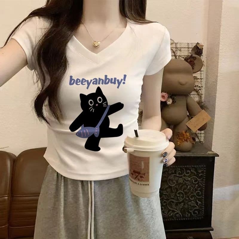 White Slim Fit Waist-Cinching Pleated Short Sleeve T-Shirt for Women Summer Sweet and Spicy High-Waist Cropped Top Trendy
