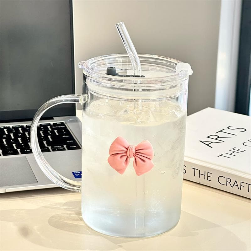 Internet celebrity summer large capacity 1000ml straw glass cup home water cup office drinking girl style tea cup