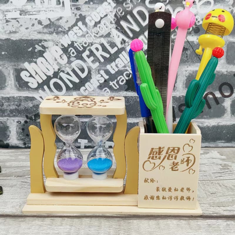 Novel Teacher's Day gifts for teachers and classmates, two rotatable hourglass pen holders, desktop ornaments, student gifts