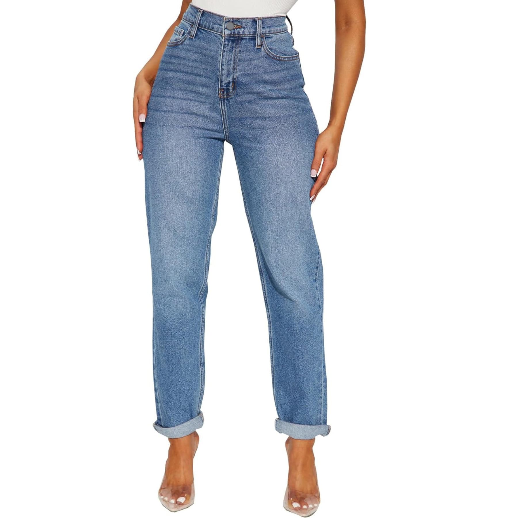 2026 New Women's Standard Fit Slim Straight Jeans Stretch Casual Denim Washed Jeans
