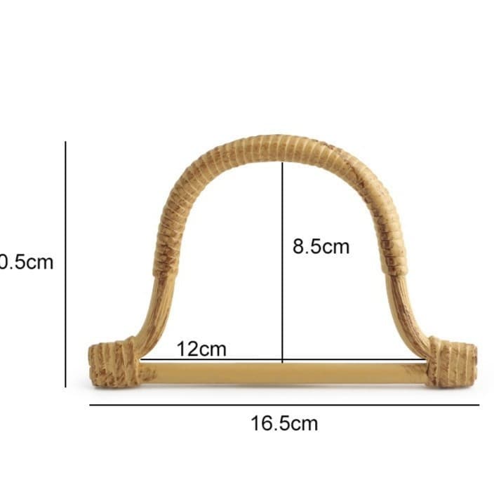New Chinese Style Rattan-Look Bag Handle with Fabric Loop, Gift Hand Strap, Handmade Cloth Bag Handle Accessory