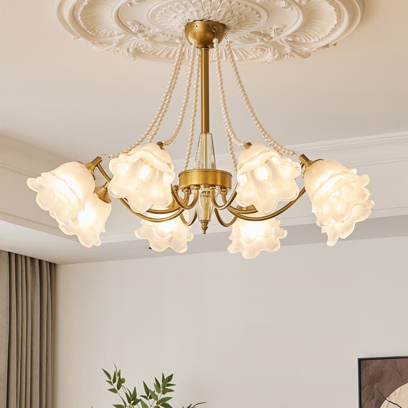 French living room chandelier, high-end dining room, bedroom lamp, light luxury study room, American simple rose romantic lamp