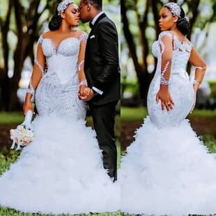 Export Wedding Dress Women 2026 New Collection Long Sleeve V-Neck Bride Wedding Dress Plus Size Brightening Slimming Main Wedding Gown