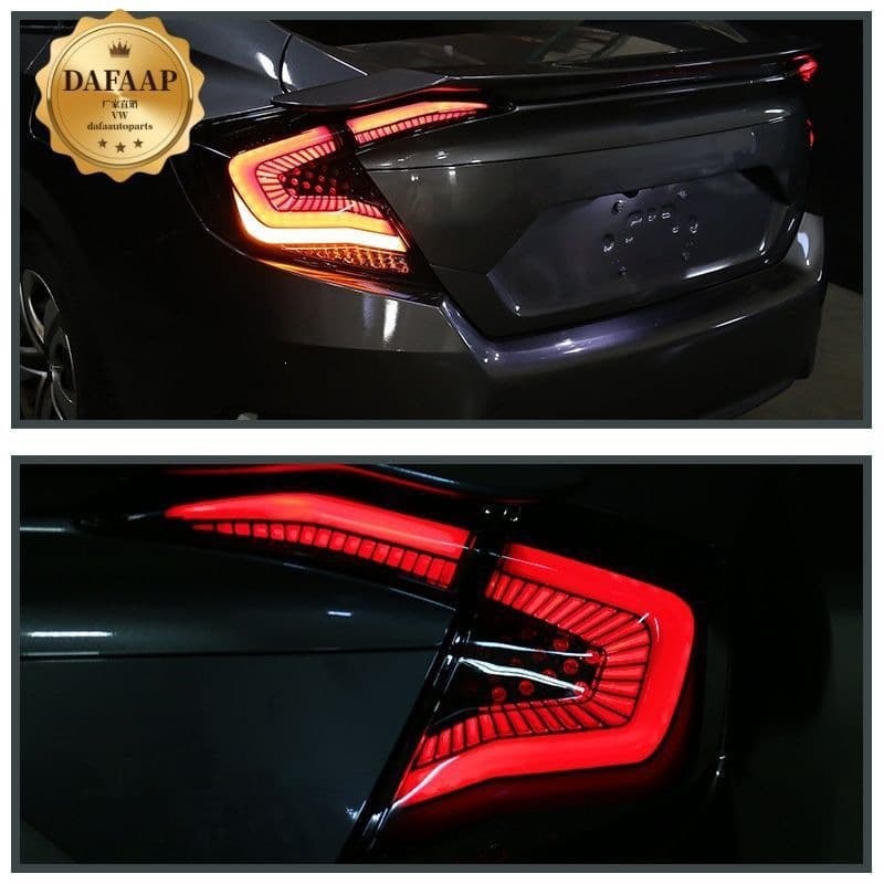 Suitable for 2016-2020 Honda Civic Sedan 4-Door Tail Lights, Black Honeycomb Style, Cross-Border Factory Wholesale