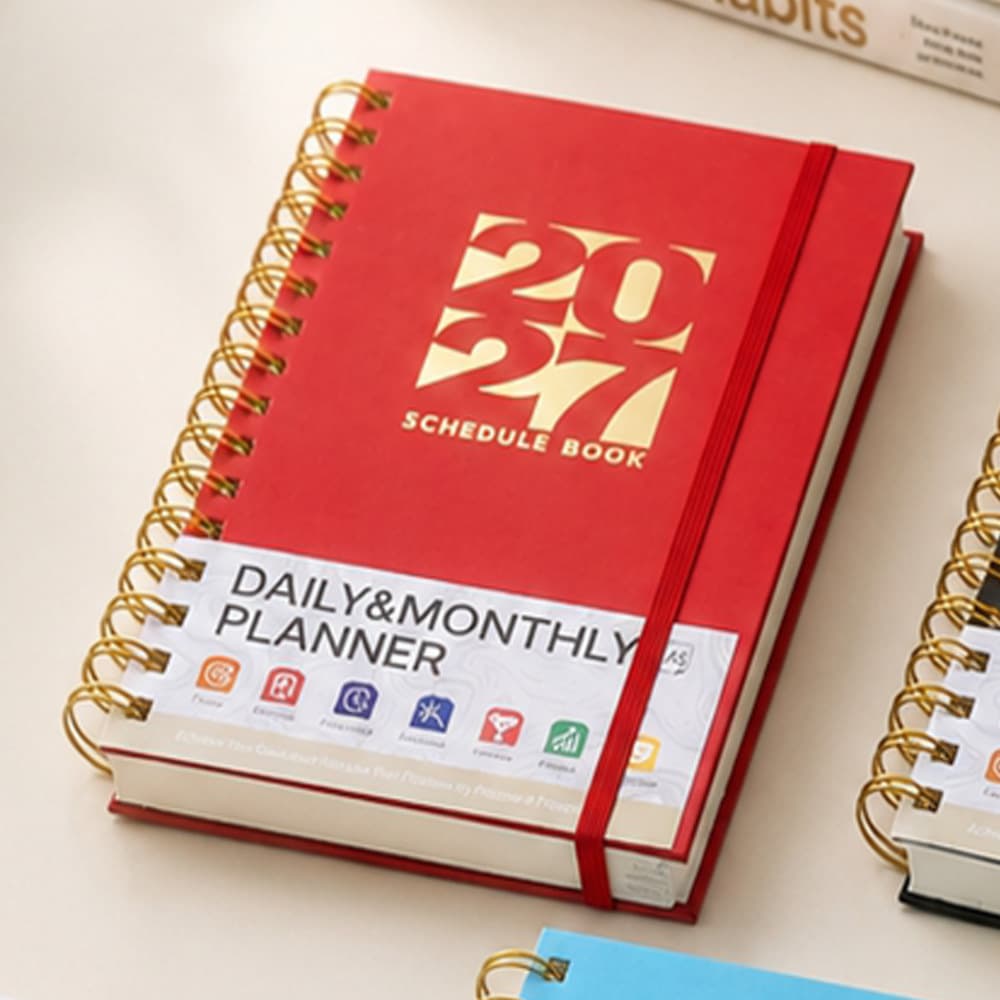 2027 English coil calendar, Spanish agenda schedule, cross-border exclusive schedule planner