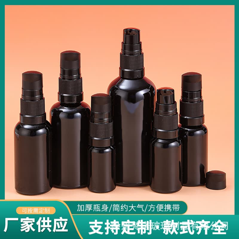 Manufacturer wholesale black light-proof glass spray bottle, toner spray bottle, lotion press bottle, essential oil refill empty bottle