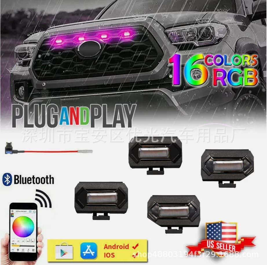 APP Color-Changing LED Front Grille Light RGB Compatible with 2020-2022 Toyota Tacoma TRD Pro