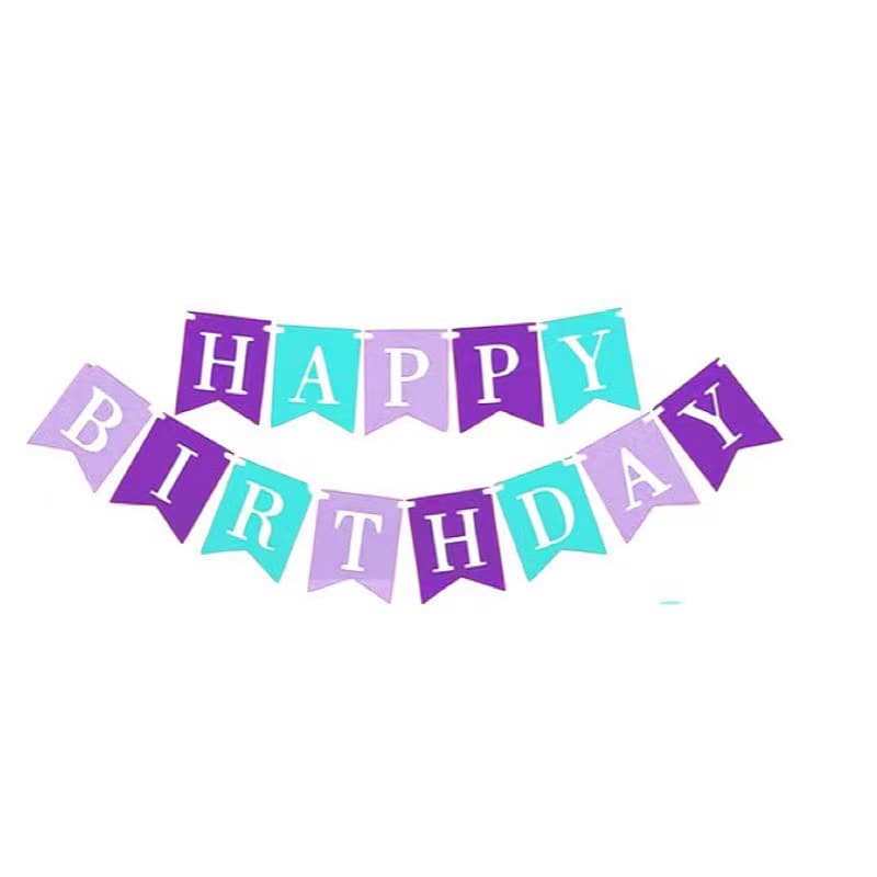 Mermaid color birthday banners, colorful fishtail streamers for party decor in gradient color schemes.