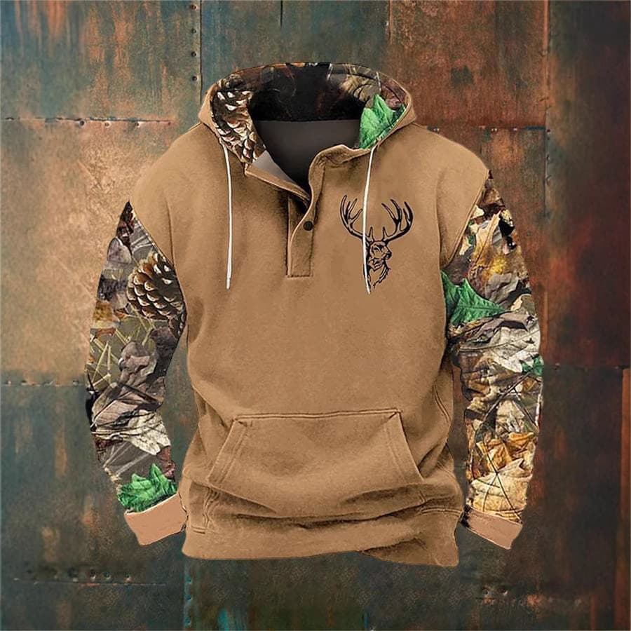 European and American foreign trade 2025 spring new cross-border clothing 3D printed hooded fashionable sweatshirt pullover patch pocket sweatshirt