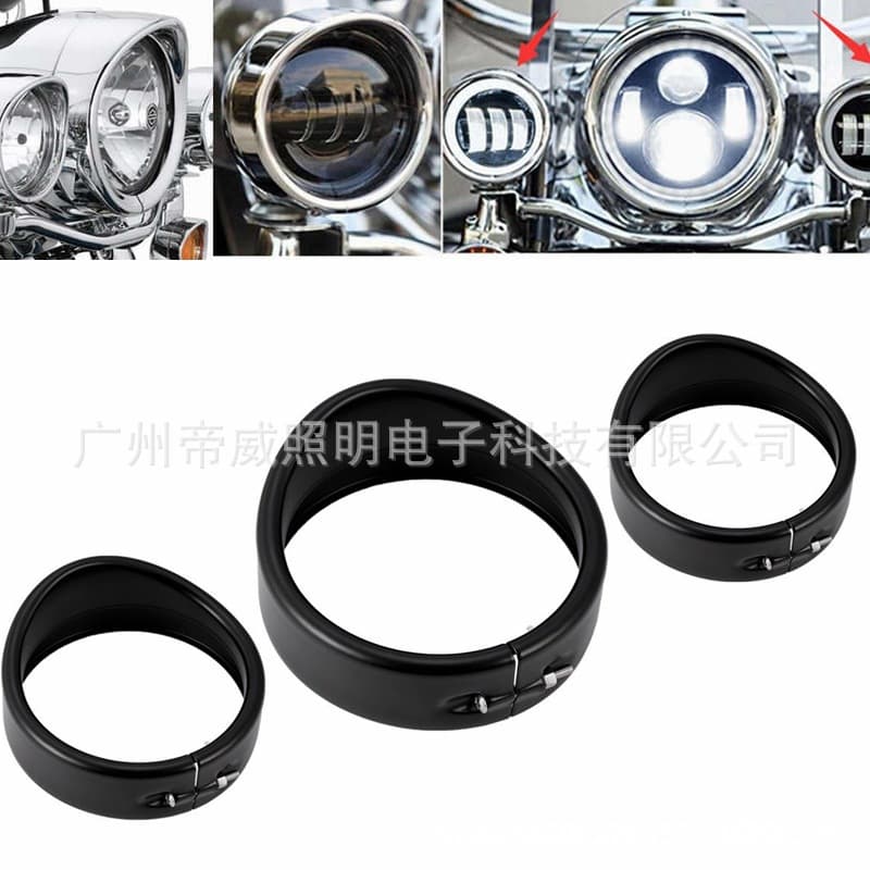 7-inch Wrangler Harley Modified Headlight Bracket, Harley Motorcycle Headlight Protective Cover, Black Silver Visor
