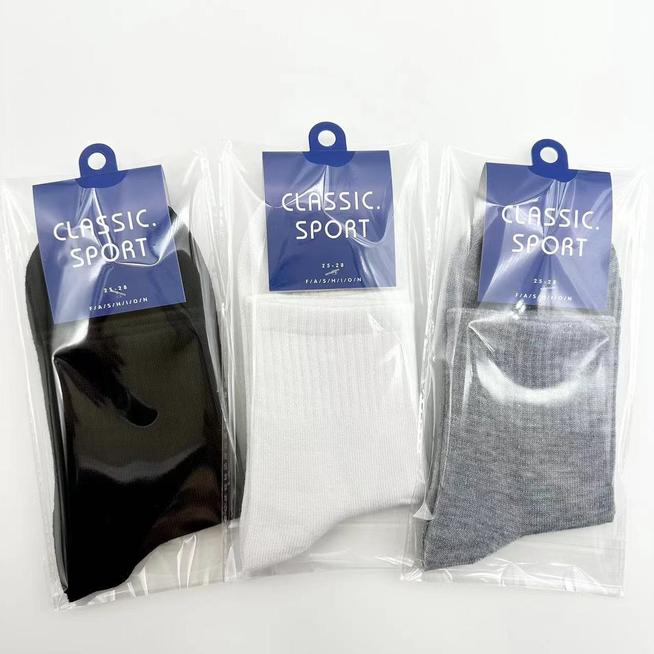 Men's Mid-Calf Mesh Sports Socks, Individually Packaged, Gift Socks, Wholesale Men's Polyester-Cotton Socks