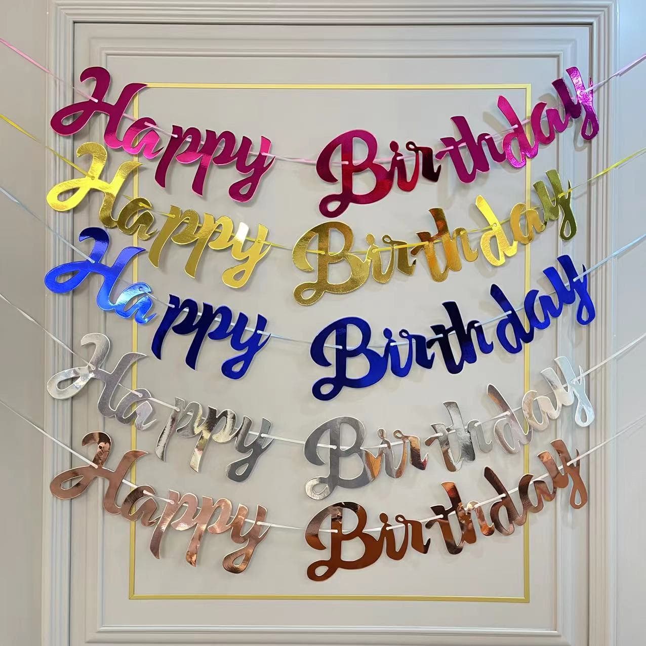 Instagram-style baby first birthday party decoration banners, connected letter birthday streamers.