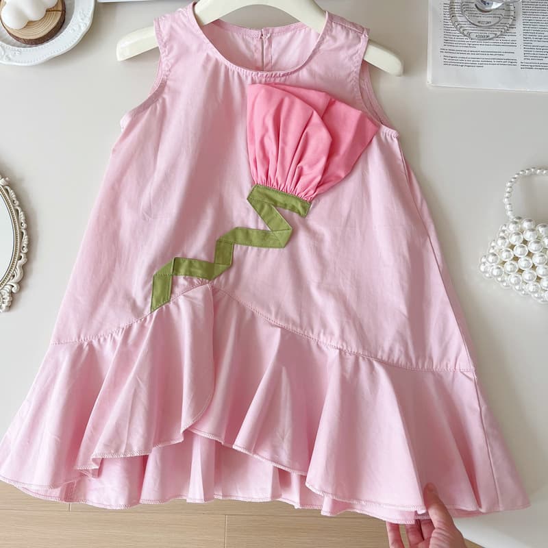 Girls Summer Korean Style Sleeveless Dress 2026 New Baby Fashionable Vest Dress Cotton Thin Princess Dress Trendy