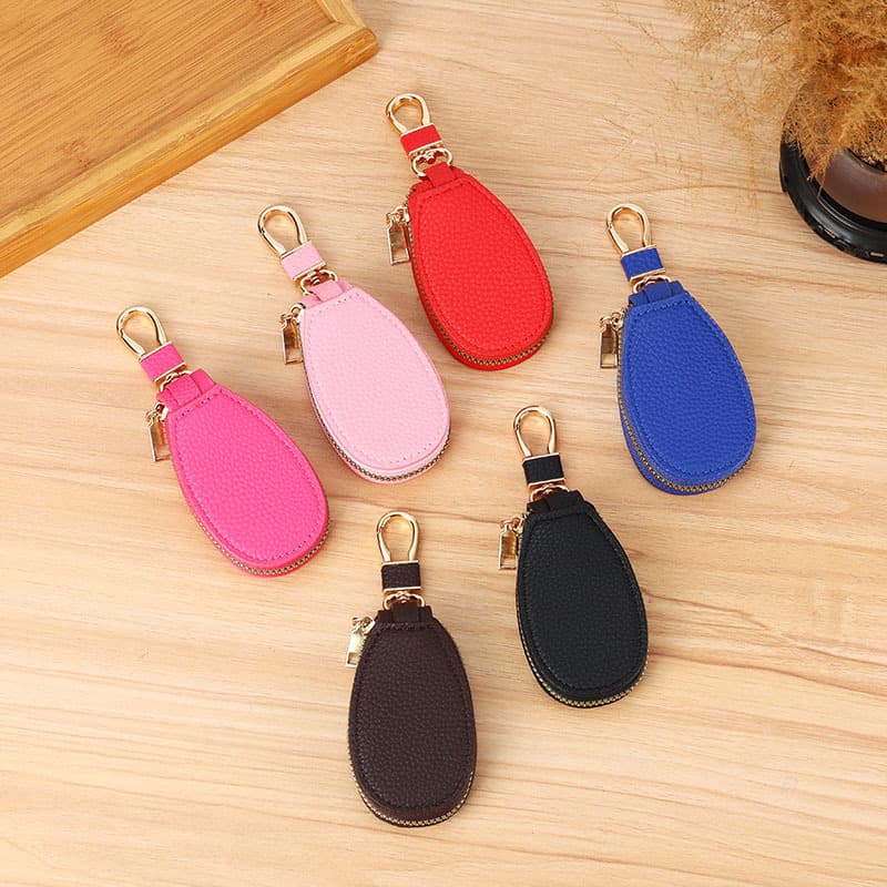 Cross-border Hot Selling Oval Key Case Car Key Organizer Universal Multicolor Solid Simple New Portable