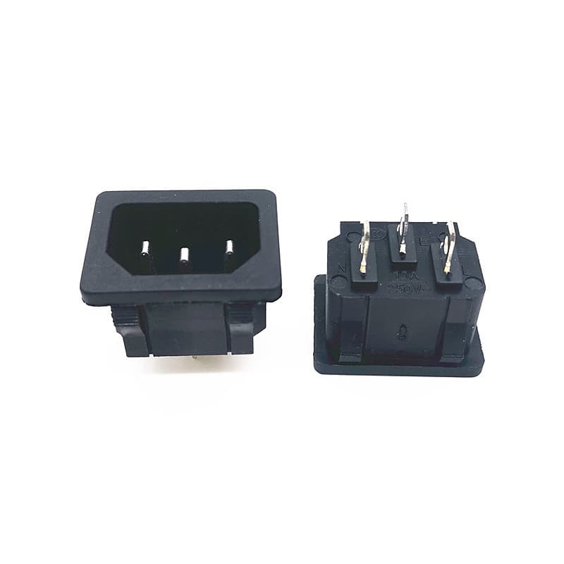 AC05 power socket, three-pronged, folding pin, snap-fit, 10A 250VAC, portable installation.
