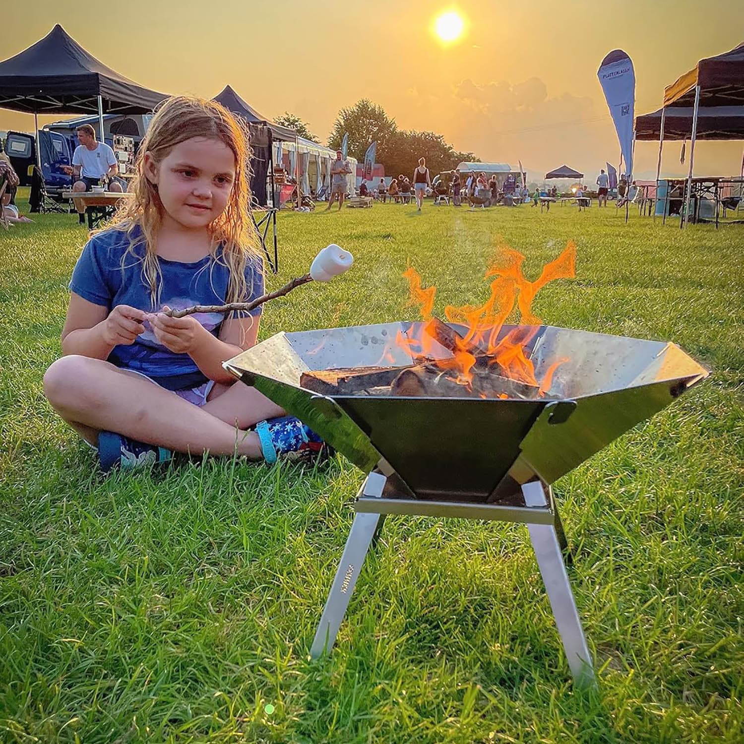 Outdoor Fire Table Picnic Camping Heating Grill Travel Wood Stove BBQ Portable Folding Fire Stand