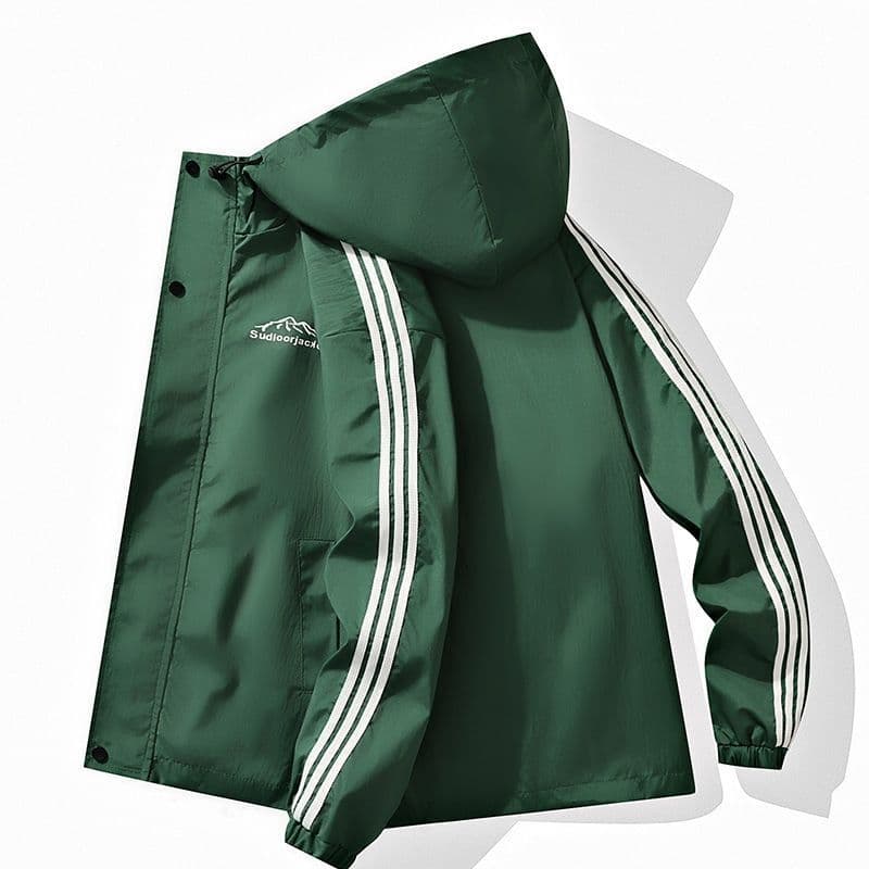 Men's casual sports jacket, trendy windproof and waterproof windbreaker, thin hooded men's coat, spring and autumn.