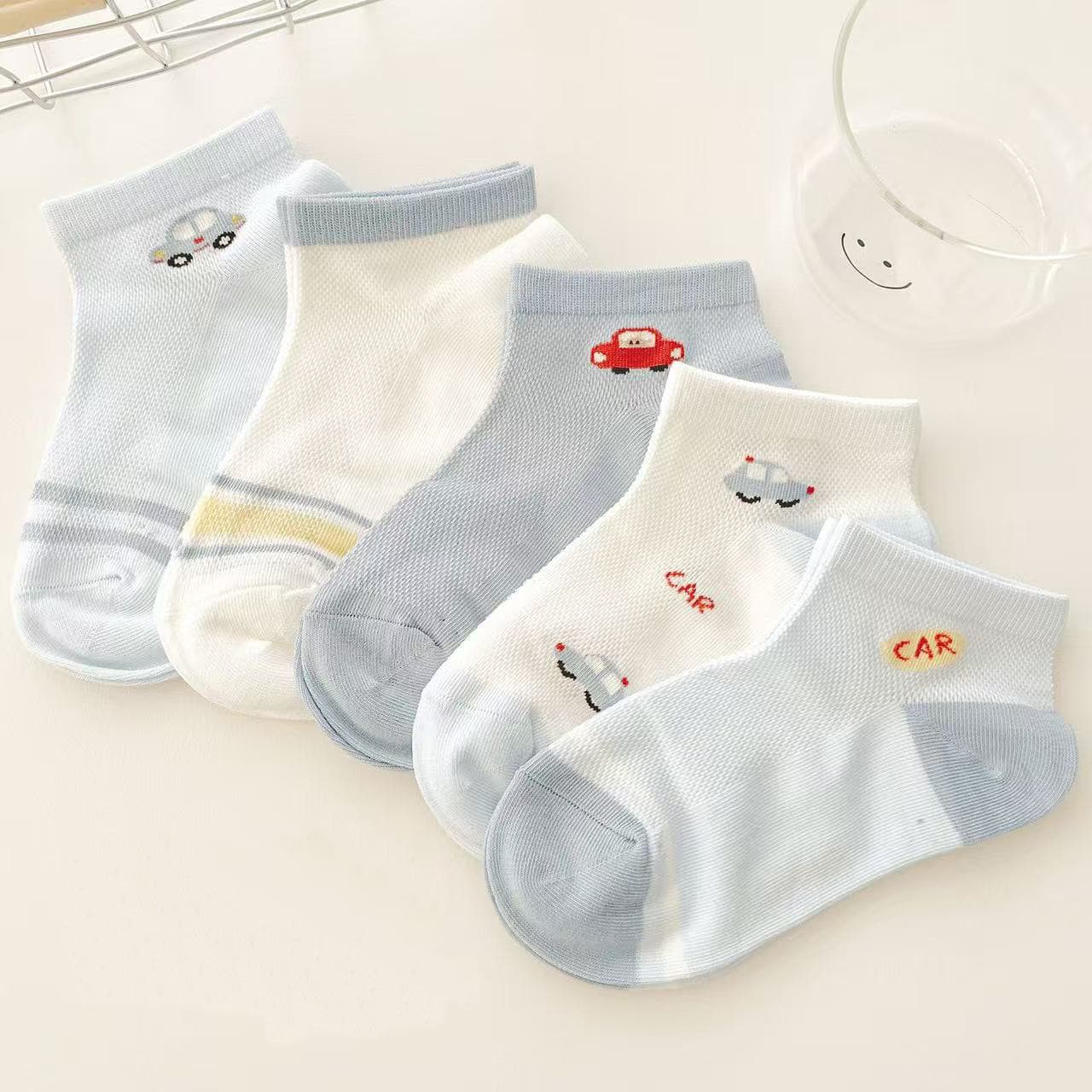 Children's Summer Cotton Socks Thin Mesh Boat Socks Breathable Socks Boys Cartoon Student Cotton Socks Wholesale Car
