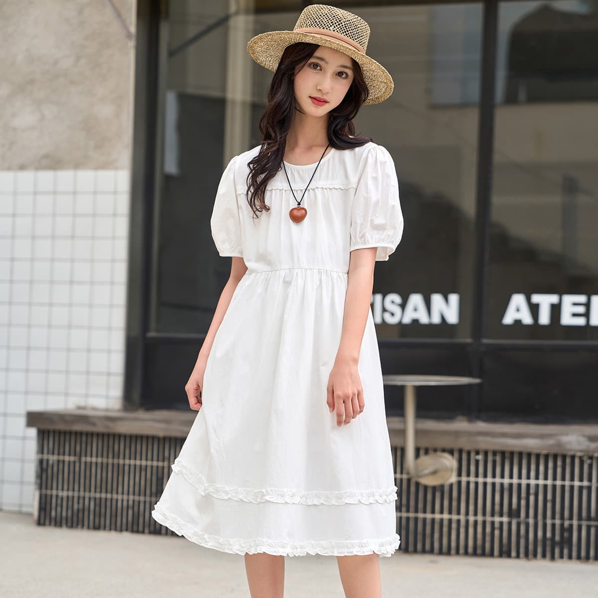 Children's Cotton Dress Girls Princess Dress Summer Thin Lace White Dress Vintage Style