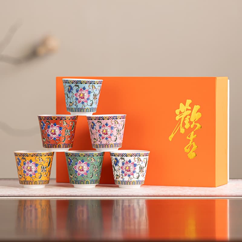 Creative Chinese Enamel Master Cup Personal Single Cup Ceramic Tea Cup Small Brewing Cup Gift Box Set