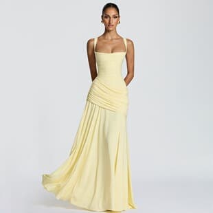 European and American 2026 Summer New Women's Fashion Solid Color Sleeveless Cinched Flared Strapless Dress