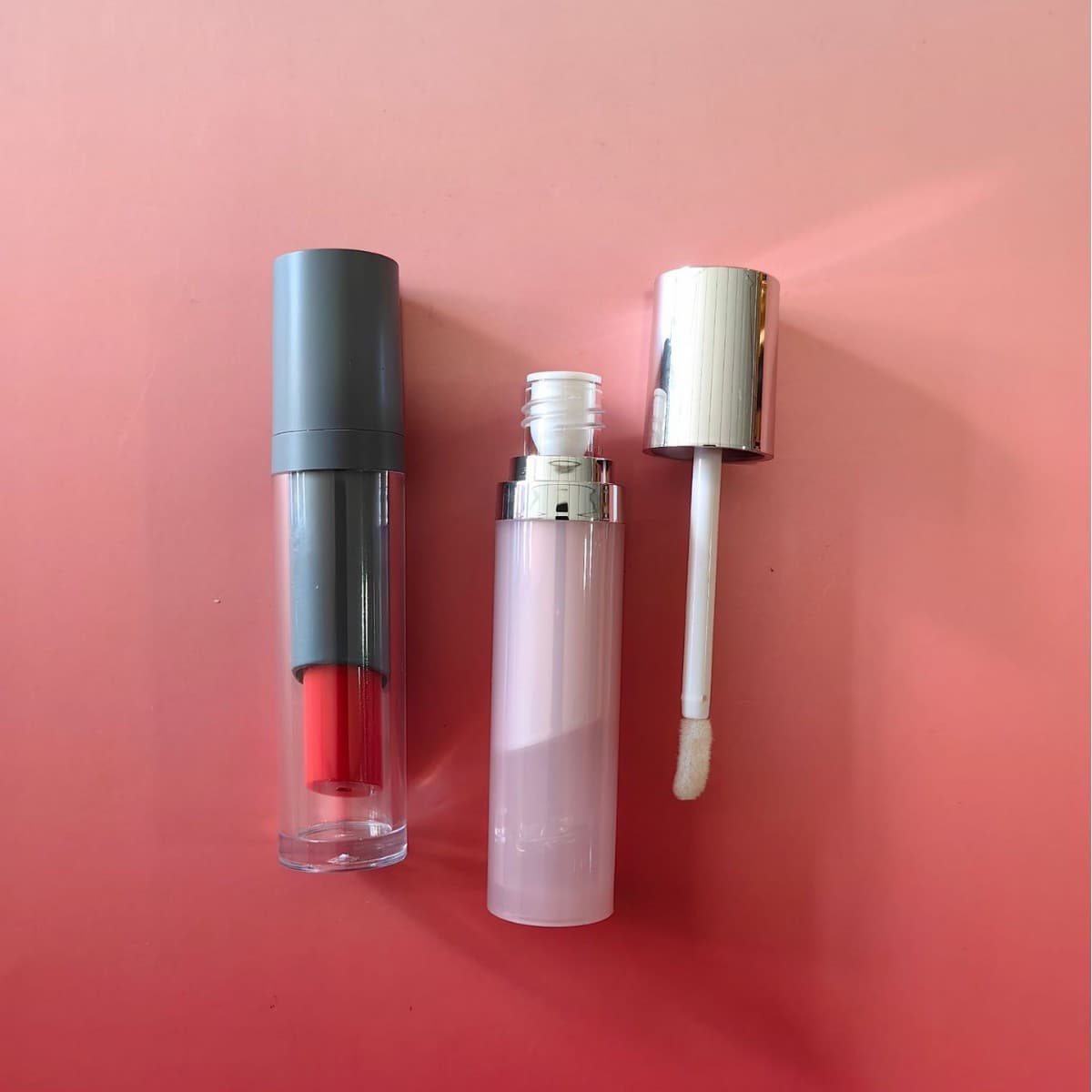 Round double-layer bottle lip gloss tube plastic empty packaging material