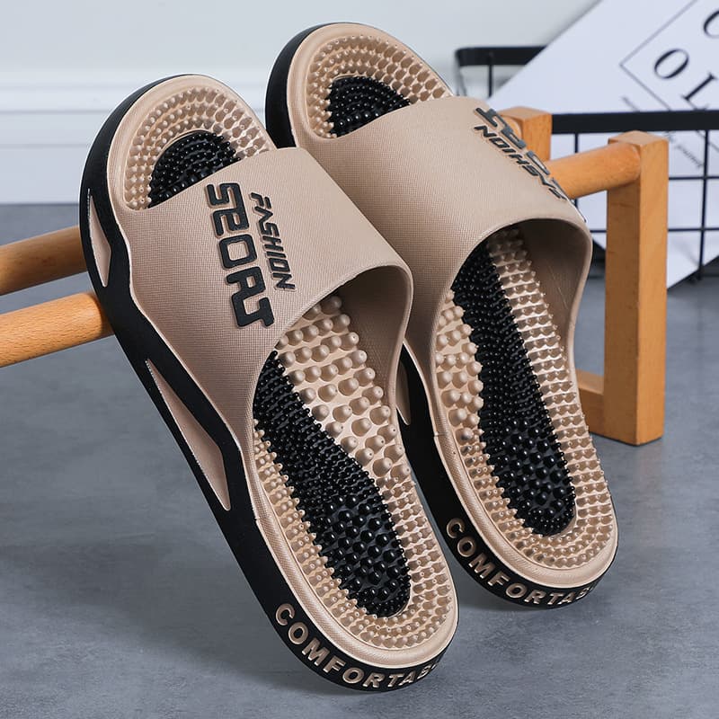 Massage Slippers for Men, Summer Home Foot Acupressure Bathroom Non-Slip Acupressure Board Reflexology Cool Slippers for Men