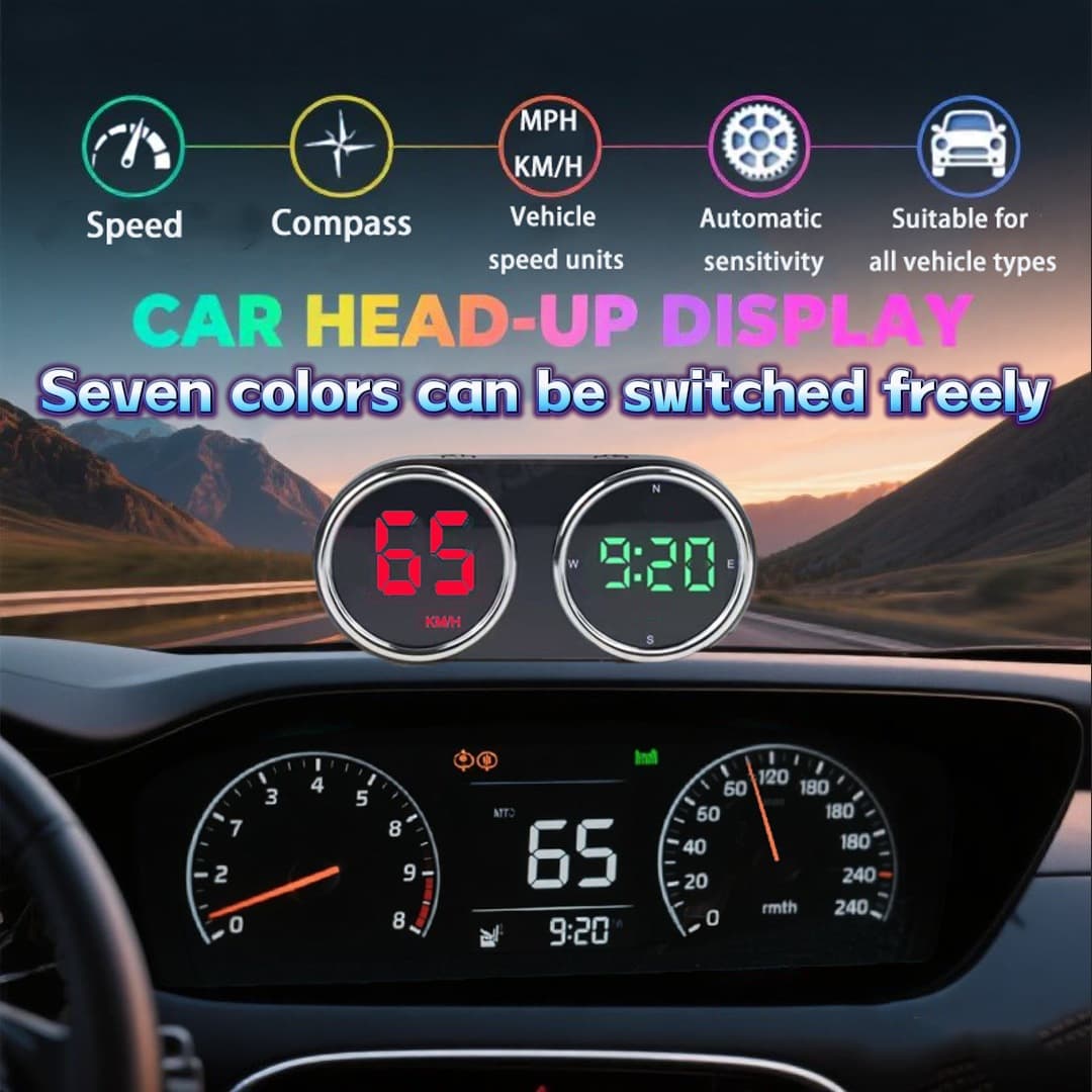2025 New HUD Car Head-Up Display for Cross-border E-commerce KMH/MPH Universal Car Factory Direct
