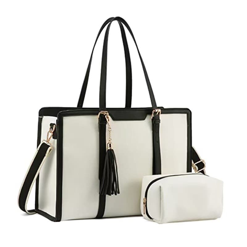Amazon New Fashion Laptop Tote Bag Leather Computer Bag with Clutch