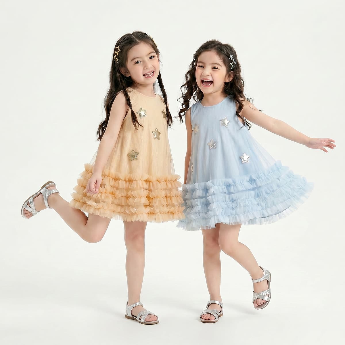 Girls star mesh skirt summer new baby girl sleeveless cake skirt one-year-old dress dress AXC081