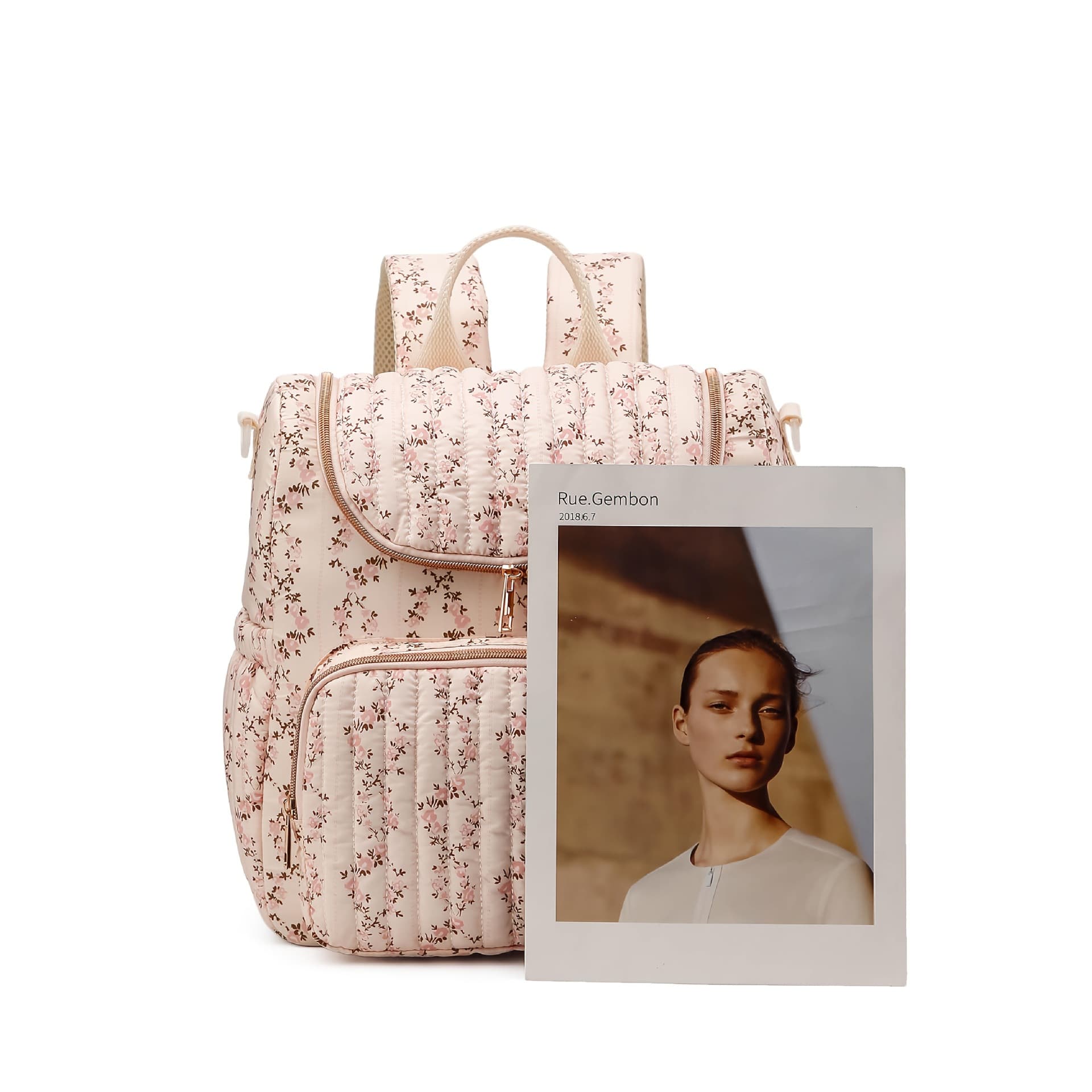 Korean-style Floral Backpack for Women, Fresh and Sweet Mom Bag, Large Capacity Multifunctional Diaper Bag, Lightweight Travel Backpack