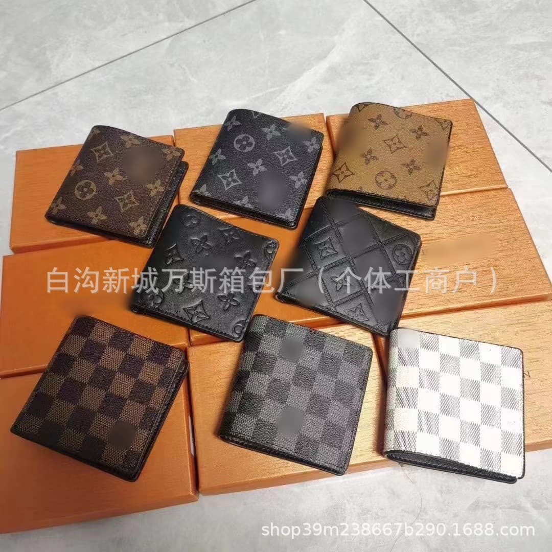European and American Classic Export Wallet Fashionable Monogram Plaid Short Style High-Quality Passport Holder Card Case Coin Purse with Box