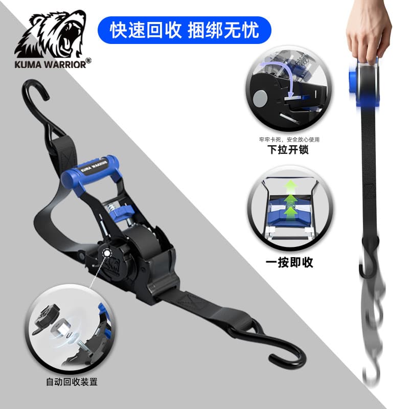 Amazon Hot Selling Motorcycle Off-Road Truck Auto Retractable Tie-Down Straps Tensioner Straps Luggage Fixing Straps
