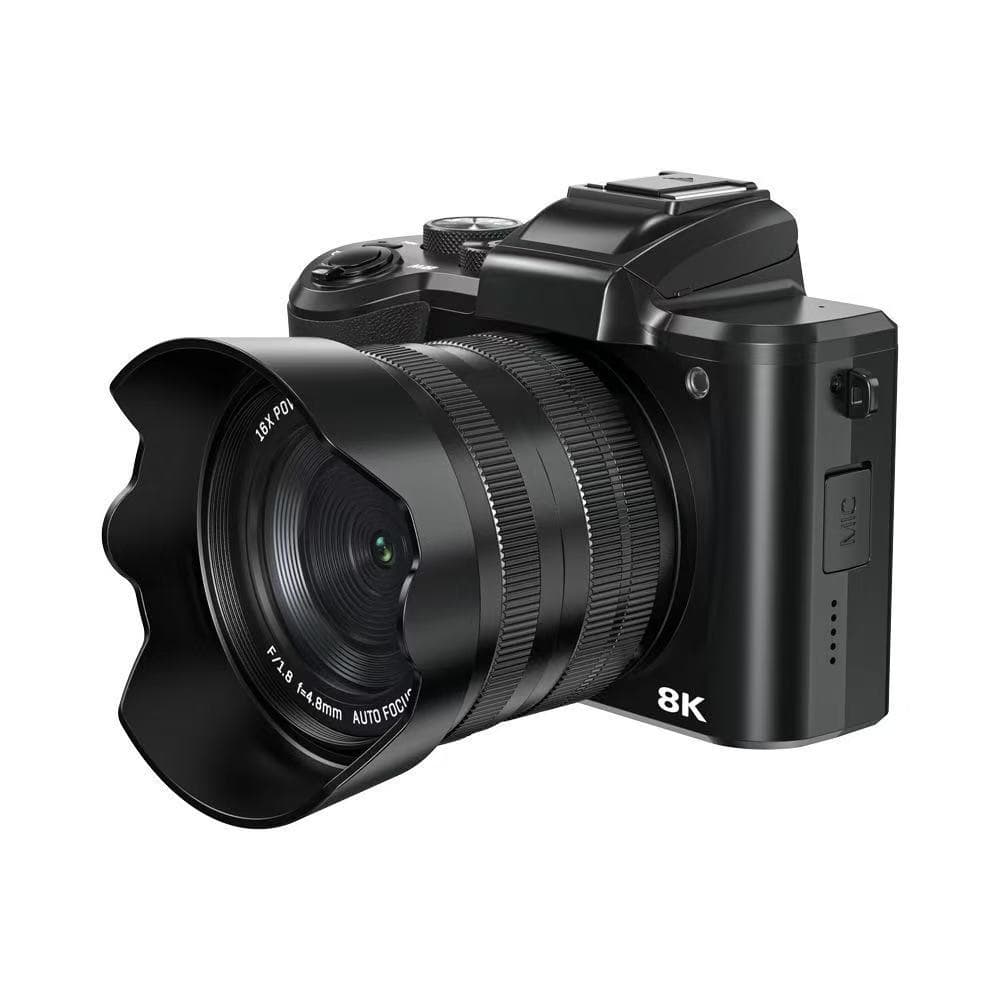 8K HD Digital Camera with Digital Zoom, Front and Rear Dual Cameras, HD Digital Student Travel Mirrorless Camera for Selfie Recording