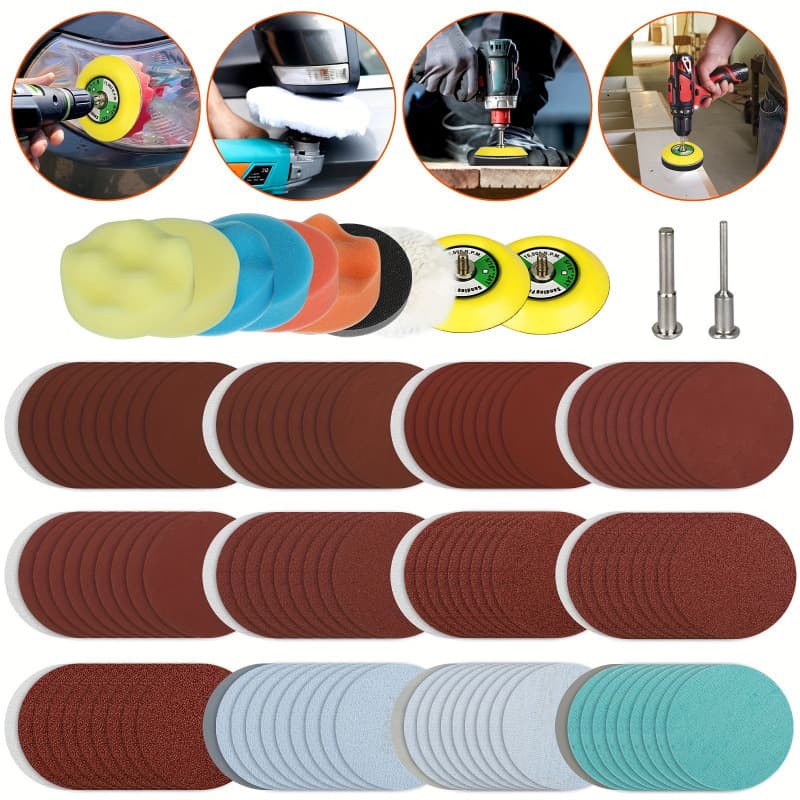2026 New Cross-border 3-Inch Sandpaper Disc Set 40-700 Grit Mixed Sandpaper
