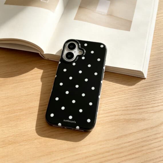ins black and white polka dots suitable for Apple 13 mobile phone case iPhone 15/14 female 12/16 Pro/11 set Promax