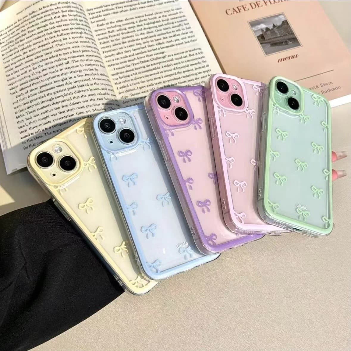 Full-Screen Bow Phone Case for Apple 17 Pro Max, iPhone 16/15 Pro, Shockproof 14/13/12