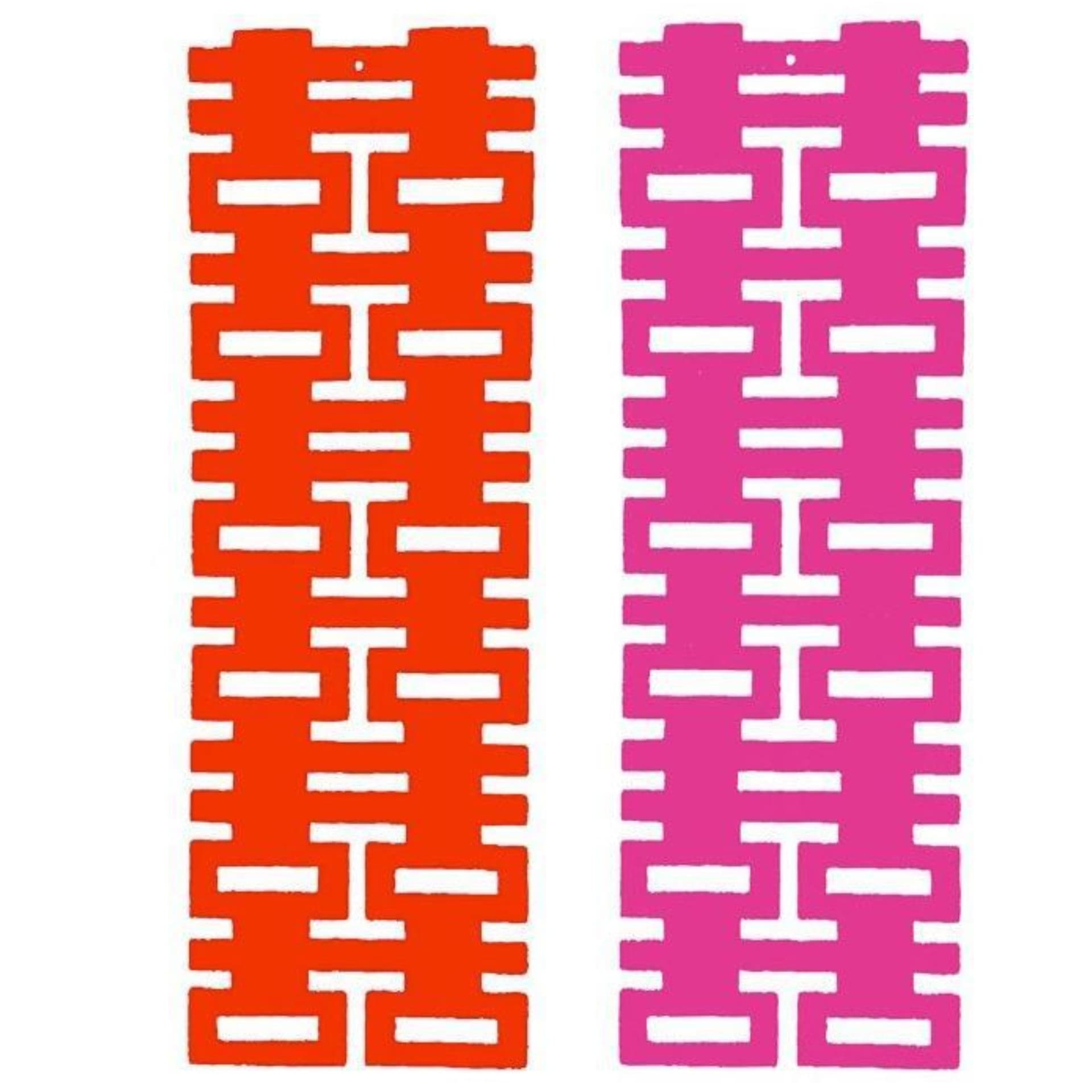 2mm Thick Mini Long Small Double Happiness Felt Stickers for Wedding Room, Living Room Door Streamers
