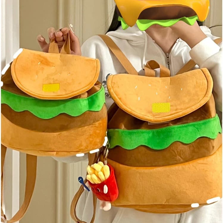Various Sizes Patterns Children's Backpacks For Nursery Kindergarten Baby Burgers Lazy Style Girls Dual Shoulder Bag
