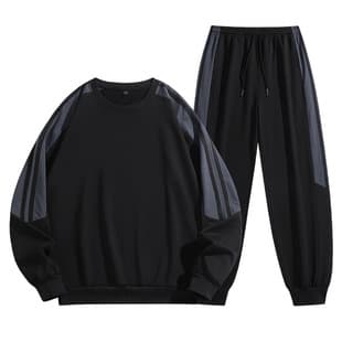 2025 Cross-Border New Two-Stripe Set Fashion Suit Youth Spring Autumn Men's Casual Round Neck Leisure
