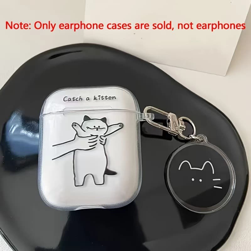 Transparent Cute Cartoon Cat Protective Case for Apple AirPods 4th Gen Pro 2 Bluetooth Wireless Headphones Shell